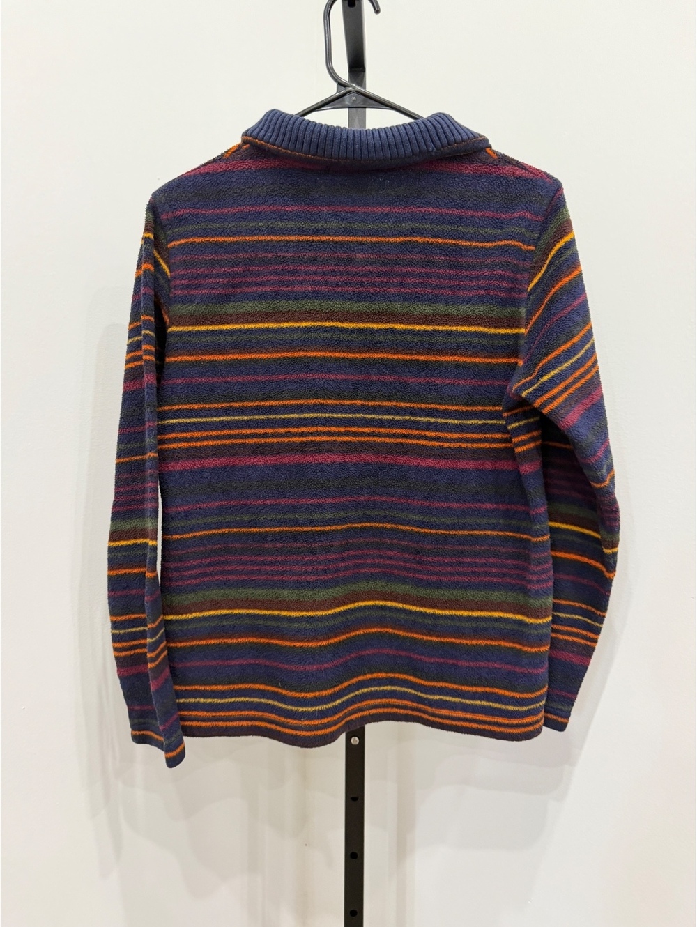 y2k Basic Editions Women's Striped Half-Zip Pullover Sweater Medium Vintage
